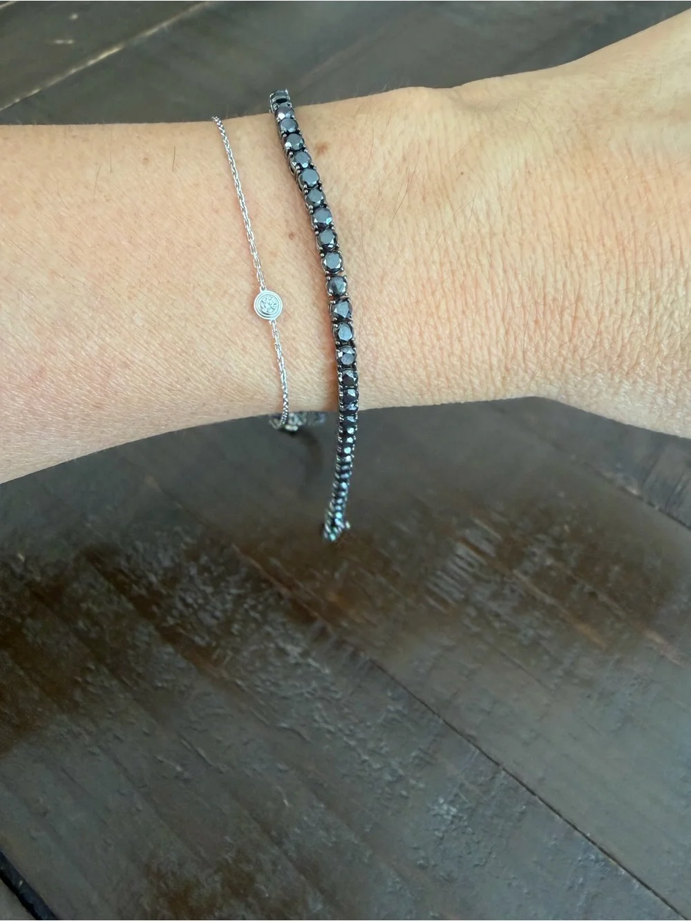 Helzberg Diamonds Black Tennis Bracelet with Dark Stones